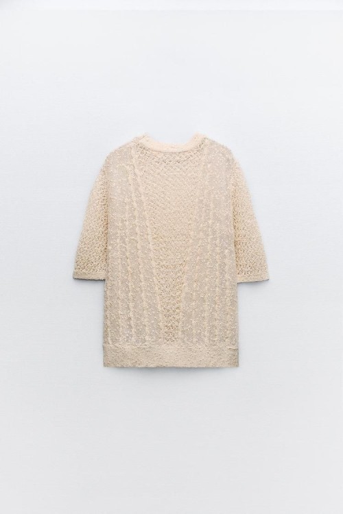 jacquard mesh knitted sweater
