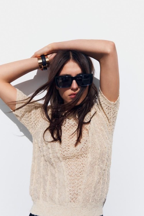 jacquard mesh knitted sweater